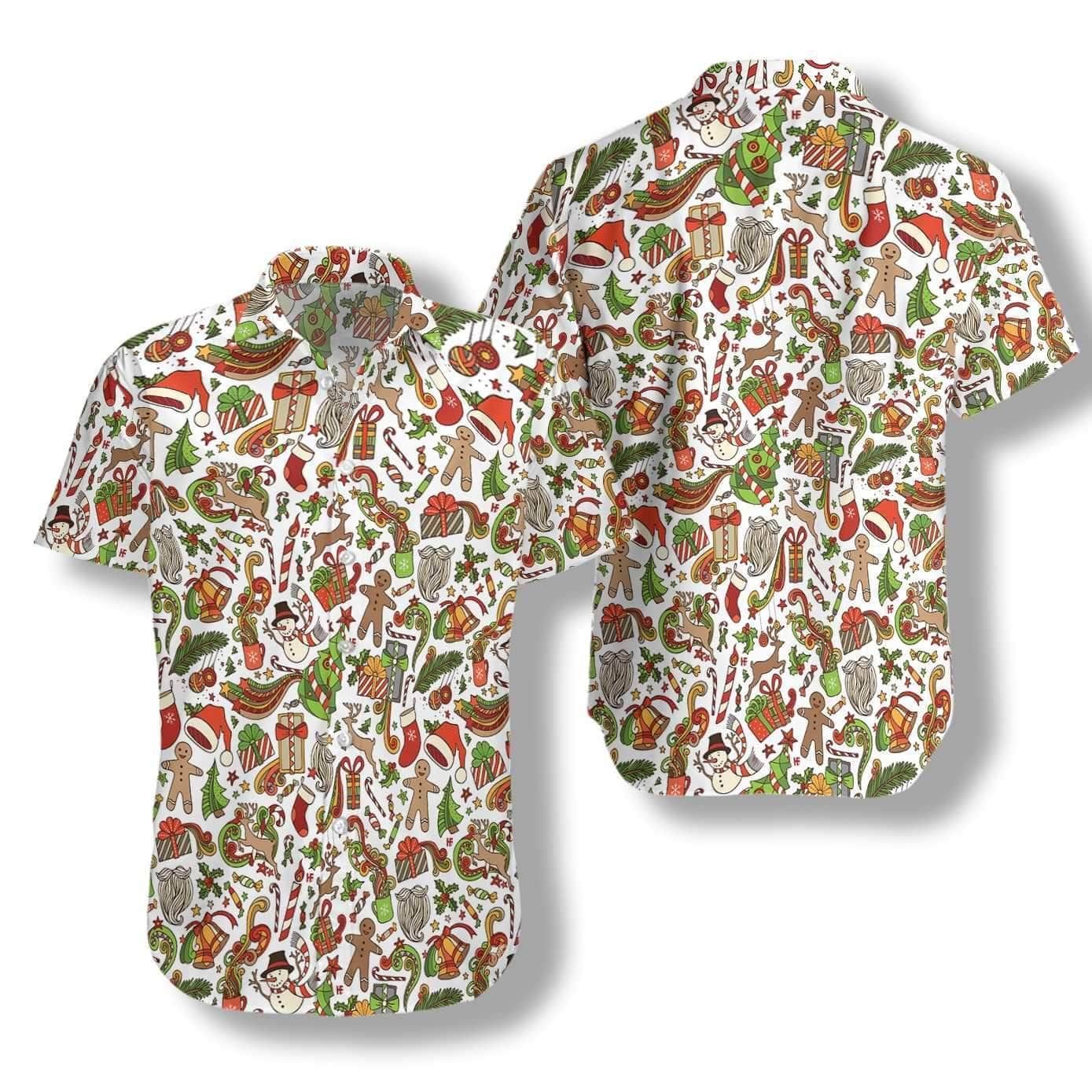 Felacia [Hawaii Shirt] Merry Christmas Pattern Hawaiian Aloha Shirts-ZX0662